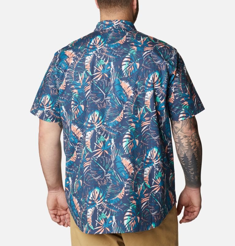 Men's Columbia Rapid Rivers Printed Short Sleeve Shirts Navy | Plus Size CA-F415C